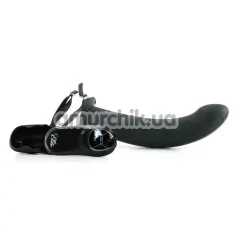 Полый страпон с вибрацией 10 Vibrating Silicone Hollow Strap-On, черный - Фото №1