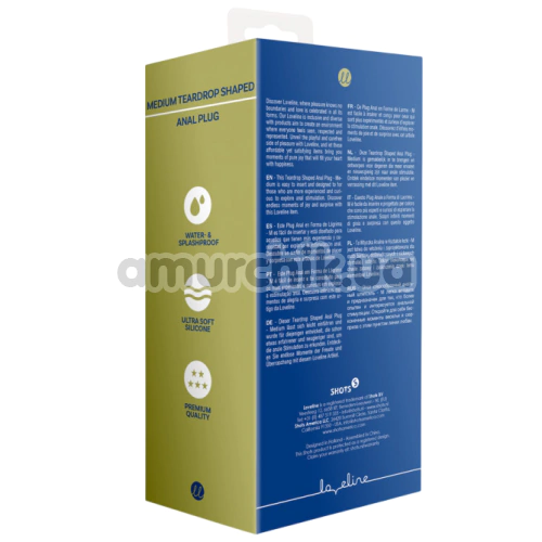 Анальная пробка Loveline Medium Teardrop Shaped Anal Plug, синяя