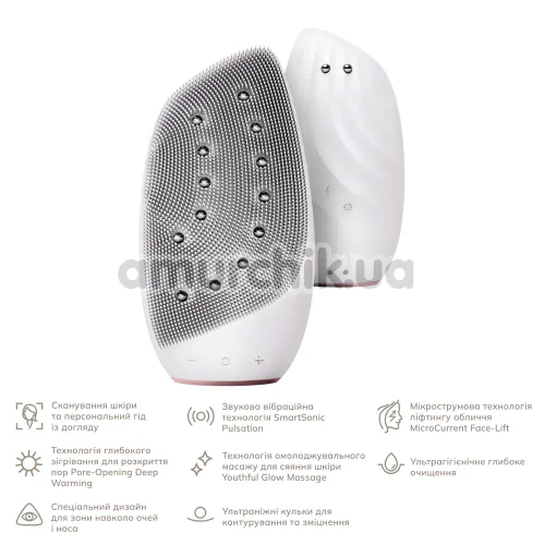 Щетка для лица Geske Sonic Thermo Facial Brush & Face-Lifter 8 in 1, кремовая