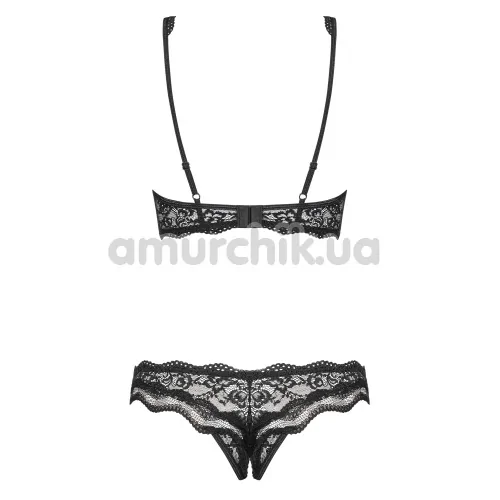 Комплект Obsessive Luvae Cupless Set черный: бюстгальтер + трусики-стринги