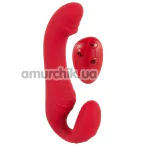 Безремневий страпон з вібрацією Triple Teaser Remote Controlled Strapless Strap-On, червоний - Фото №1