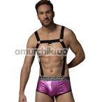 Комплект мужской JSY Sexy Lingerie 2321, черно-розовый: портупея + трусы - Фото №1