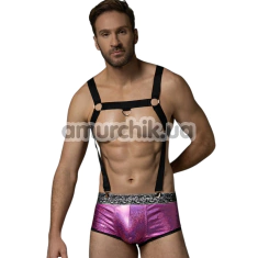 Комплект мужской JSY Sexy Lingerie 2321, черно-розовый: портупея + трусы - Фото №1