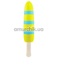 Вибратор Popsicle полосатый, желто-голубой - Фото №1