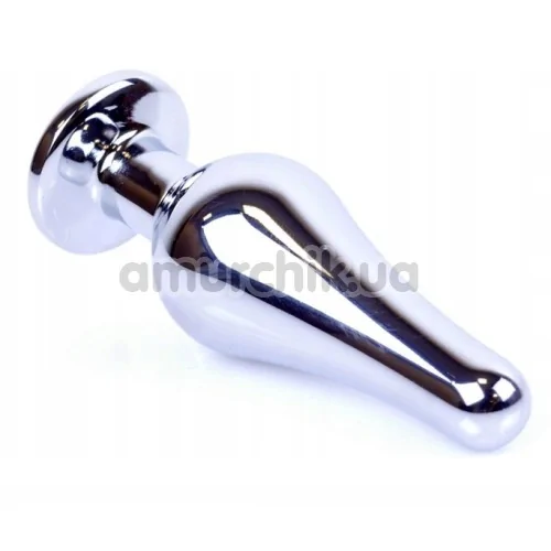 Анальная пробка с розовым кристаллом Exclusivity Jewellery Silver Plug Long, серебряная