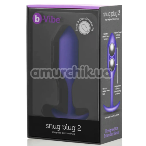 Анальна пробка зі зміщеним центром ваги B-Vibe Snug Plug 2, фіолетова