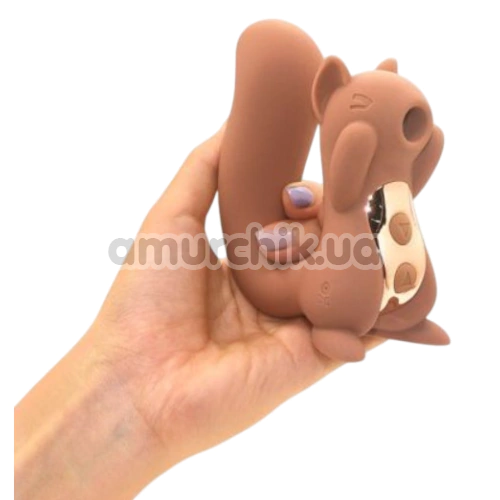 Симулятор орального секса для женщин с вибрацией Sweet Em Velvet Lure Sneaky Squirrel, коричневый