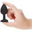 Анальная пробка с красным кристаллом Silicone Jewelled Butt Plug Heart Small, черная - Фото №9