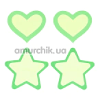 Прикраси для сосків Eye Candy Peekaboos Glow, світяться у темряві - Фото №1