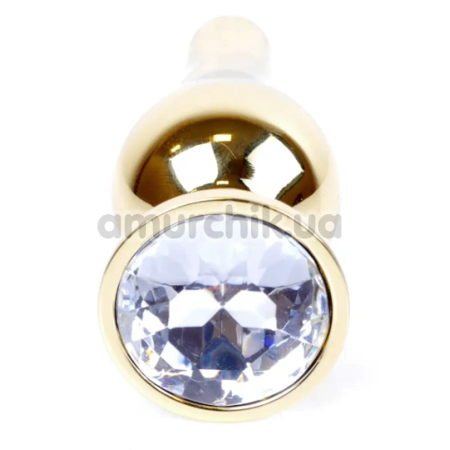 Анальна пробка з прозорим кристалом Boss Series Exclusivity Jewellery Gold Plug, золота