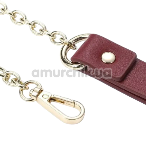 Нашийник з повідцем Roomfun Leather Collar With Leash, бордовий