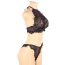 Комплект Star Night High-Neck Floral Eyelash Lace Set, чорний: топ + трусики - Фото №5