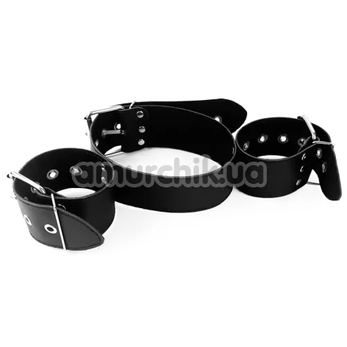 Нашийник із фіксаторами для рук Art of Sex Bondage Collar And Handcuffs, чорний - Фото №1