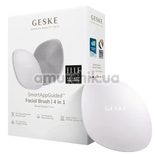 Щетка для лица Geske Facial Brush 4 in 1, светло-серая