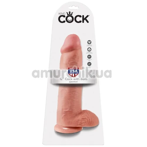 Фаллоимитатор King Cock With Balls, 30.5 см телесный