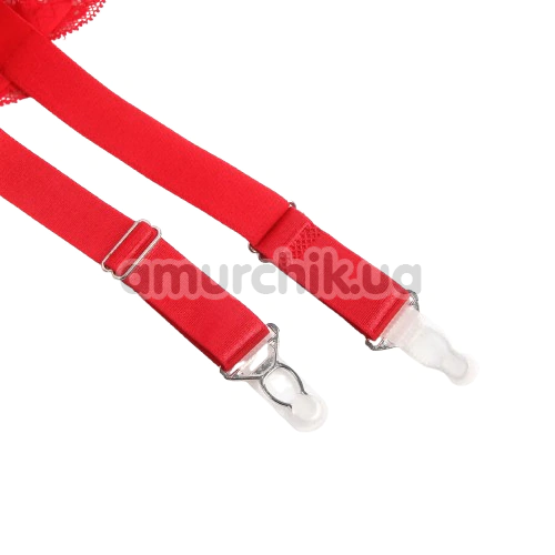 Комплект Star Night Lace Floral Set, красный: пояс для чулок + трусики-стринги