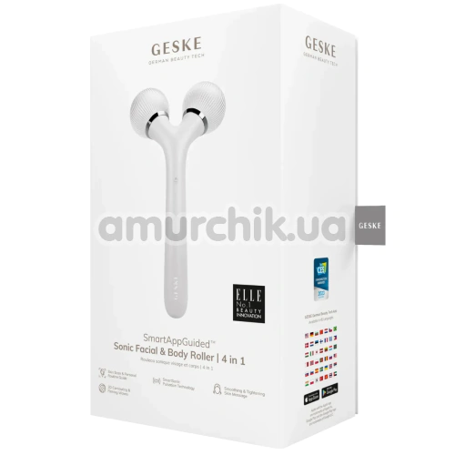 Ультразвуковий масажер Geske Sonic Facial & Body Roller 4 in 1, біло-срібний