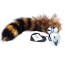 Анальна пробка із хвостом єнота натурального кольору DS Fetish Raccoon Tail L, срібляста