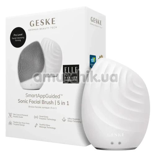 Ультразвуковая щетка для лица Geske Sonic Facial Brush 5 in 1, белая
