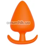 Анальная пробка Bootyful Silicone Plug With T-Handle 4.2 см, оранжевая - Фото №1