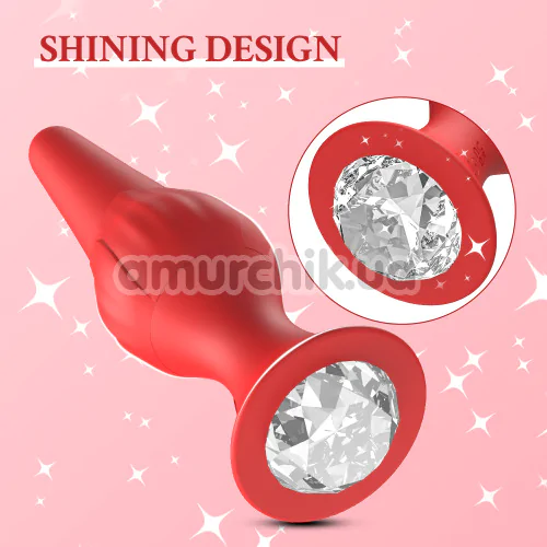 Анальна пробка з вібрацією App Controlled Vibrating Butt Plug Rose Vibrating With Remote, червона