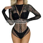 Боді Star Night Fishnet Rhinestone Bodysuit, чорне - Фото №1