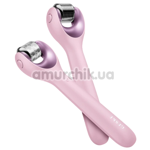 Массажер-роллер для лица с микроиглами Geske MicroNeedle Face Roller 9 in 1, светло-розовый