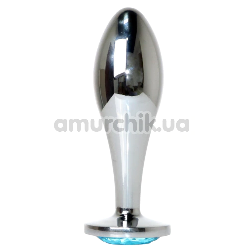 Анальная пробка с голубым кристаллом Exclusivity Jewellery Silver Straight Plug L, серебряная