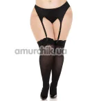 Чулки Leg Avenue Lace Top Opaque Thigh Highs, черные - Фото №1