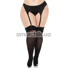 Чулки Leg Avenue Lace Top Opaque Thigh Highs, черные - Фото №1