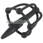 Уретральна вставка з кліткою для голівки Penis Plug With Glans Cage, чорна - Фото №1