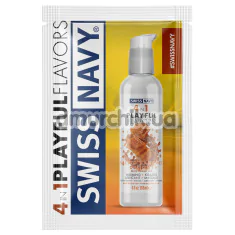 Лубрикант с согревающим эффектом Swiss Navy 4 in 1 Playful Flavors Salted Caramel Delight - соленая карамель, 5 мл - Фото №1