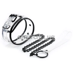Ошейник с поводком DS Fetish Collar With Leash Transparent, прозрачный - Фото №1