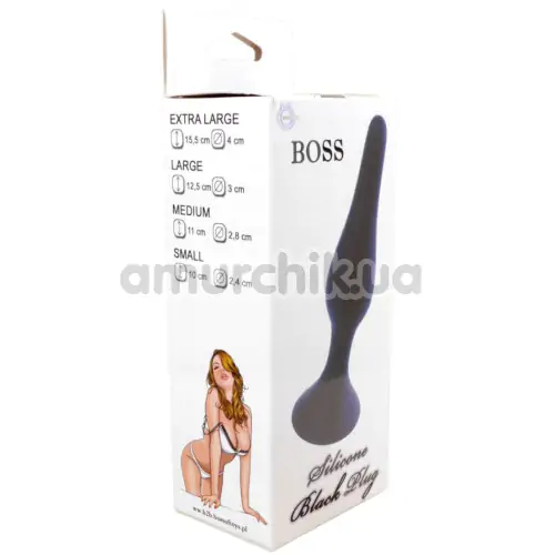 Анальная пробка Boss Series Silicone Purple Plug Large, черная