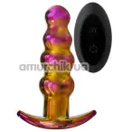 Анальная пробка с вибрацией Glamour Glass Remote Vibe Beaded Plug, радужная - Фото №1
