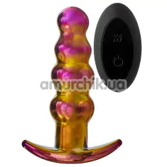 Анальна пробка з вібрацією Glamour Glass Remote Vibe Beaded Plug, мультикольорова - Фото №1
