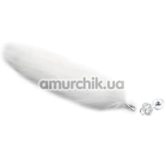Анальная пробка с хвостом лисы DS Fetish Anal Plug Faux Fur Fox Tail съемная, белая - Фото №1