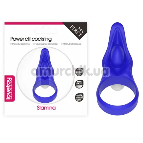 Віброкільце Power Clit Cockring Stamina, синє