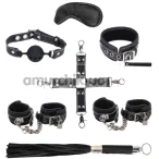 Бондажный набор sLash BDSM Soft Genuine Leather Bondage Set, чёрный - Фото №1