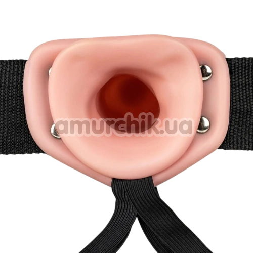 Полый страпон с вибрацией Realrock Vibrating Hollow Strap-On 6, телесный