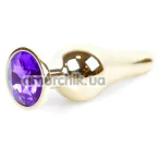 Анальна пробка з фіолетовим кристалом Exclusivity Jewellery Gold Plug Long, золота - Фото №1