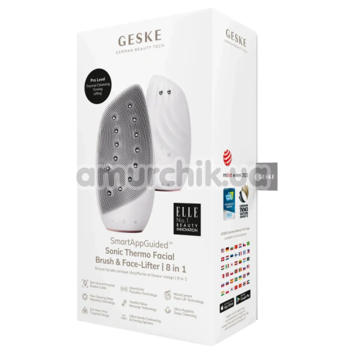 Щетка для лица Geske Sonic Thermo Facial Brush & Face-Lifter 8 in 1, кремовая