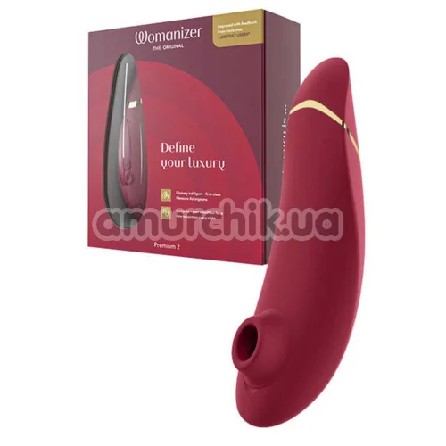 Симулятор орального секса для женщин Womanizer Premium 2, бордовый