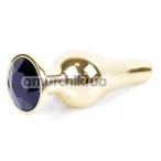 Анальная пробка с черным кристаллом Boss Series Exclusivity Jewellery Gold Plug, золотая - Фото №1