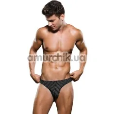 Трусы мужские Envy Thong With Pinstripe, черные - Фото №1