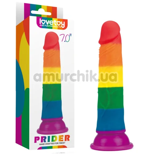 Фаллоимитатор LoveToy Prider 7, радужный