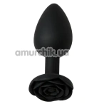 Анальная пробка Alume Silicone Rose Plug S, черная - Фото №1