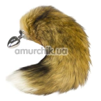 Анальна пробка з рудим хвостом Runyu S, срібна - Фото №1