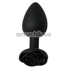 Анальна пробка Alume Silicone Rose Plug S, чорна - Фото №1
