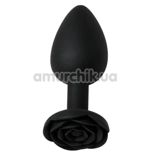 Анальная пробка Alume Silicone Rose Plug S, черная - Фото №1